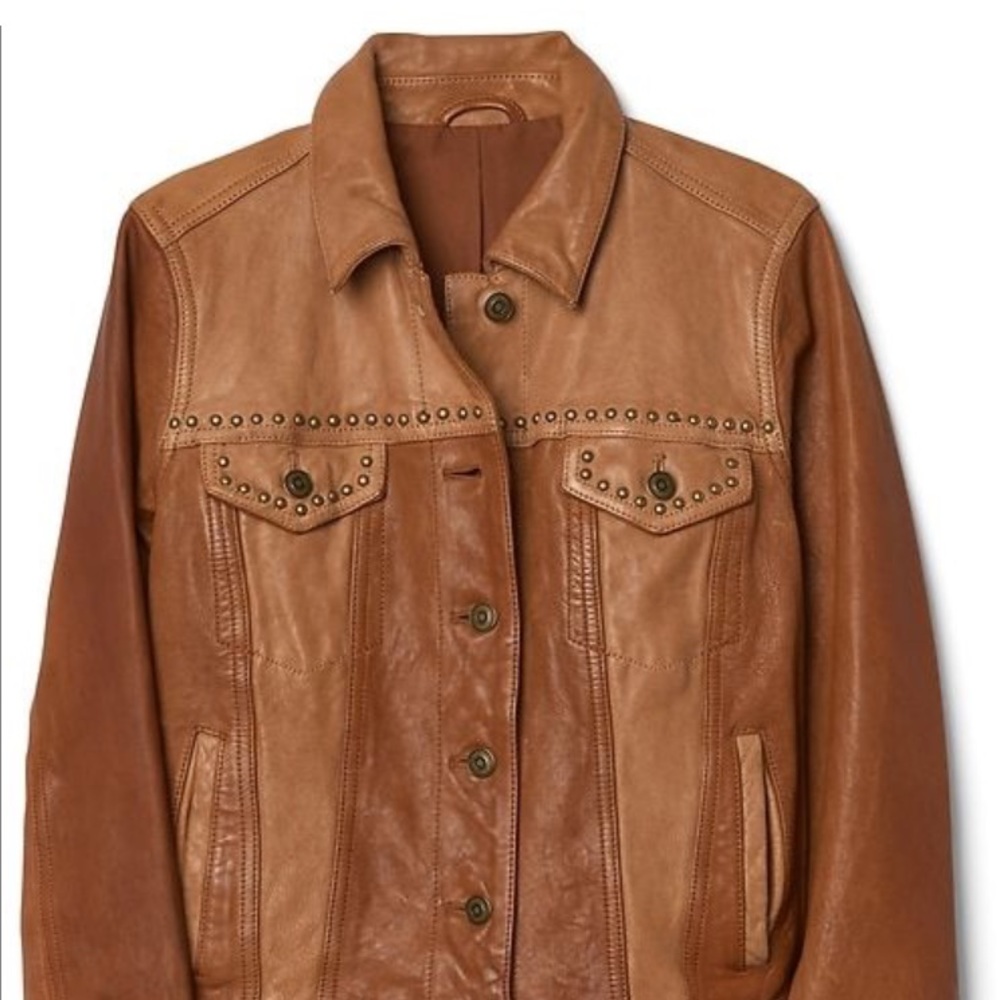 Gap Limited edition Brown Studded Leather Jacket - Picture 4 of 7